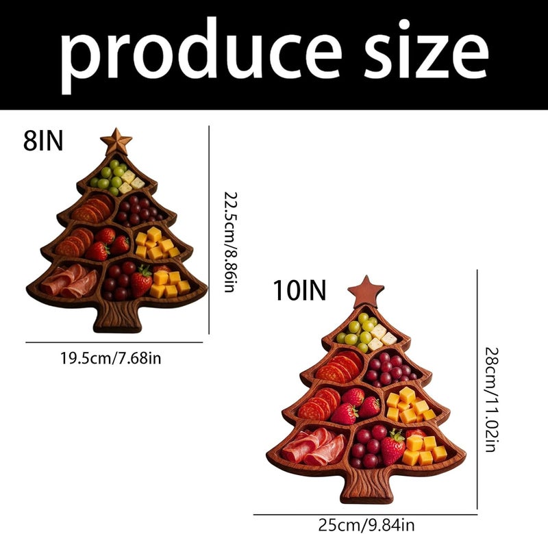 Wooden Christmas Tree Serving Tray with Multilayer Designs Dishwasher Safe Platter Charcuterie Board for Cheese Serving Platter - Image 2