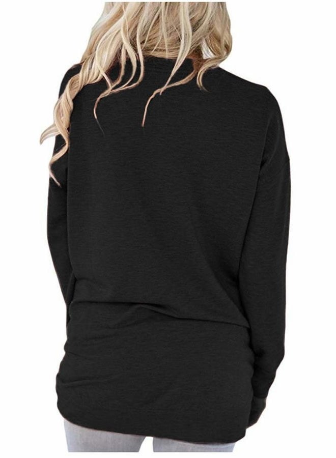 onlypuff Loose Tops for Women Black Batwing Sleeve Casual T-Shirts Pockets XL - Image 4