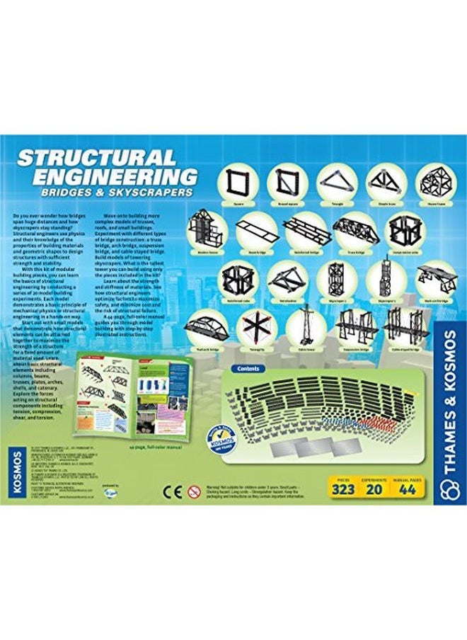Thames & Kosmos - Structural Engineering Bridges & Skyscrapers ; Science & Engineering Kit ; Build 20 Models ; Learn About Force Load Compression Tension ; Parents' Choice Gold Award Winner Blue - Image 1