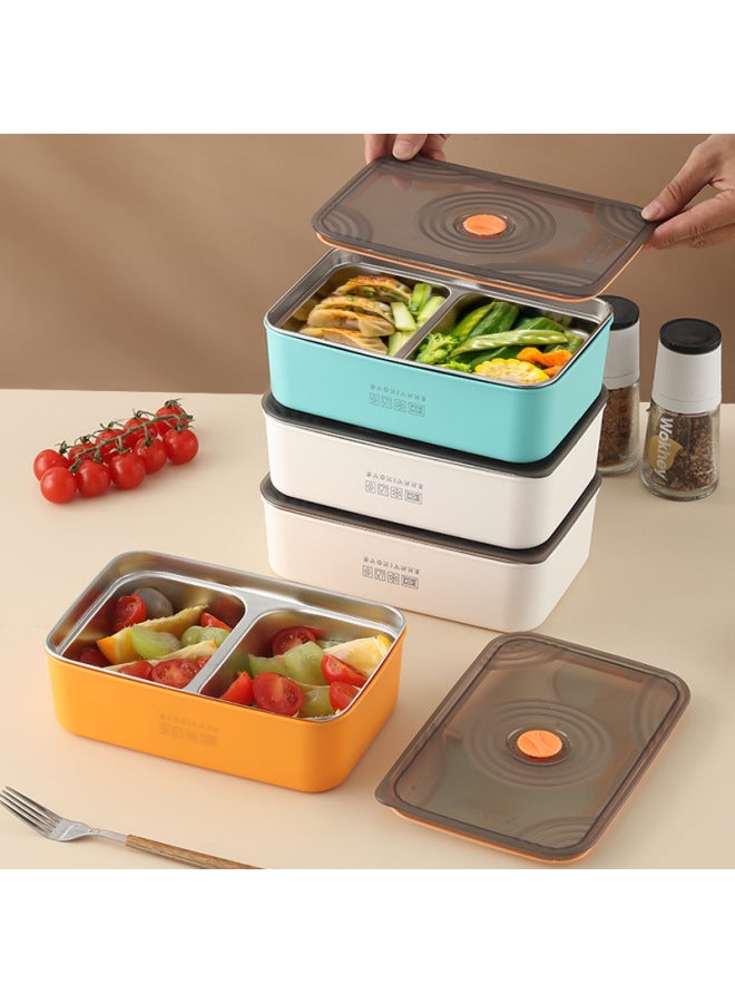 Macaron Stainless Steel Preservation Box Compressed Sealed Box Microwave Refrigerator Storage Box With Lid Leak-proof Fruit Lunch Box-Specifications:Electrolytic: Small Two-grids Crisper Box (green)  - Image 3