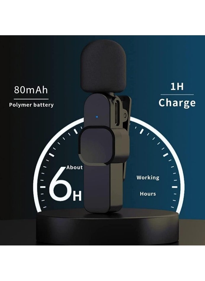 مايك كي 8  - مدمج وقابل للحمل مع مشبك، يعمل بتردد 2.4 GHz، متوافق مع منافذ لايتنينج ويو اس بي سي متوافق مع ا لهواتف ايفون وسامسونج وشاومي وريلمي واوبو المحمولة والكاميرات والحواسيب المحمولة، مثالي لمقاطع الفيديو على يوتيويب ومكالمات  زوم - مايك تسجيل كيه 8 - مايك تسجيل تيك توك ويوتيوب