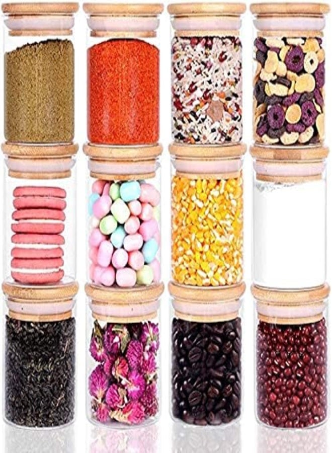 AKDC Glass Storage Jars With Natural Bamboo Lids,Food Storage Jars Containers 6Oz /150 Ml，Glass Spice Canisters With Airtight Lid For Kitchen Sugar Salt Tea Herbs Coffee Candy And More (Set Of 12) - Image 4