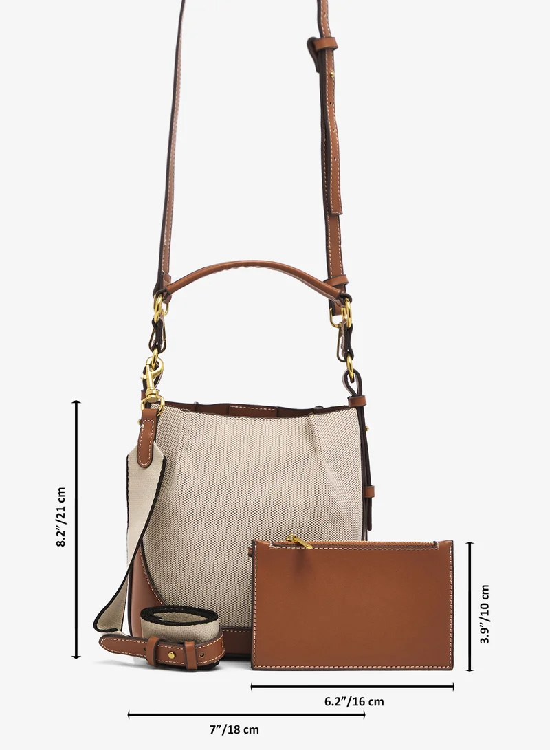 ELLA Gold Accent Raffia Bucket Bag