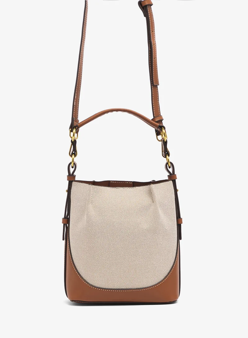 ELLA Gold Accent Raffia Bucket Bag