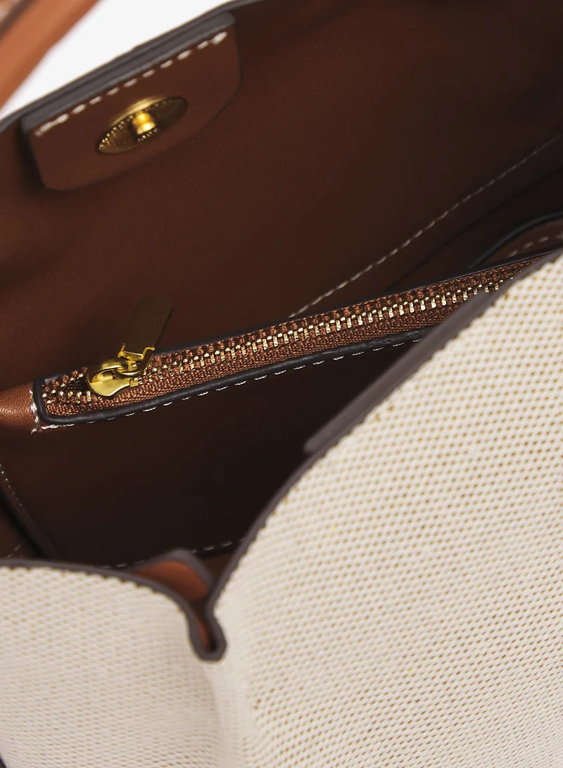 ELLA Gold Accent Raffia Bucket Bag