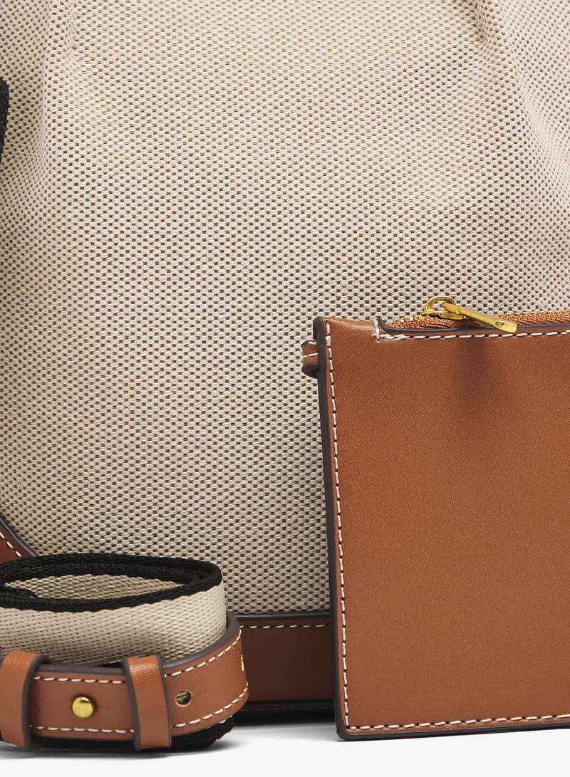 ELLA Gold Accent Raffia Bucket Bag