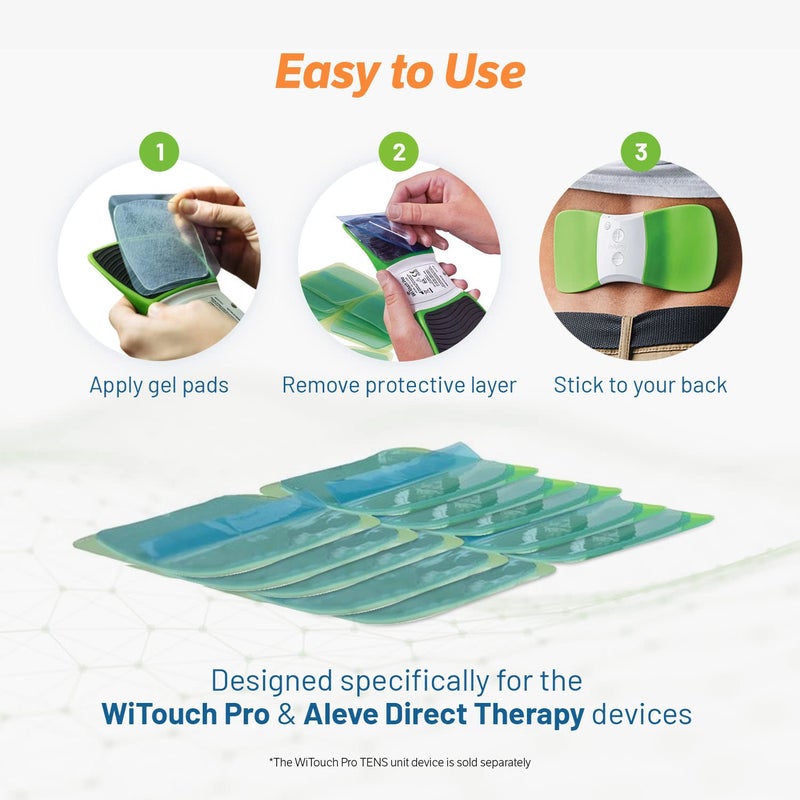 Hollywog وسادات جل بديلة لجهاز هولي ووج TENS، وسادات علاج WiTouch Pro وAleve المباشرة، وسادات كهربائية لاصقة قابلة لإعادة الاستخدام لجهاز TENS (10 وسادات جل) - Image 5