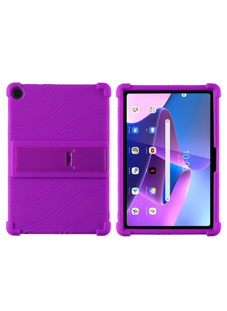 For Lenovo Tab M10 (Gen 3)/TB-328XU Anti-drop Tablet Case Anti-scratch Silicone Tablet Cover with Kickstand - Purple - Image 1