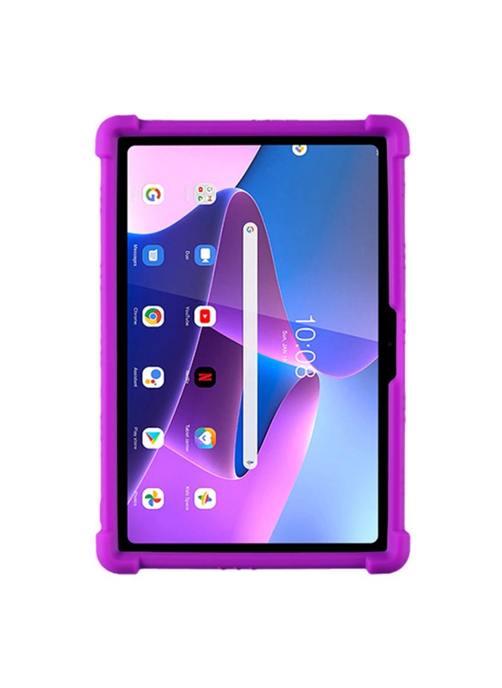 For Lenovo Tab M10 (Gen 3)/TB-328XU Anti-drop Tablet Case Anti-scratch Silicone Tablet Cover with Kickstand - Purple - Image 3