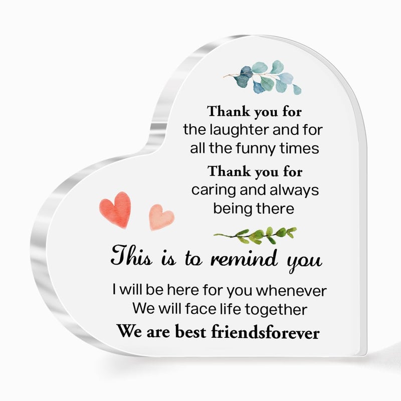 aPamr Friendship Gift for Friends Thank You Gift for Friends Friend Gifts for Girls Women Christmas Birthday We Are Best Friend Forever Quote Acrylic Heart Plaque for Bestie female Friend A550 - Image 1