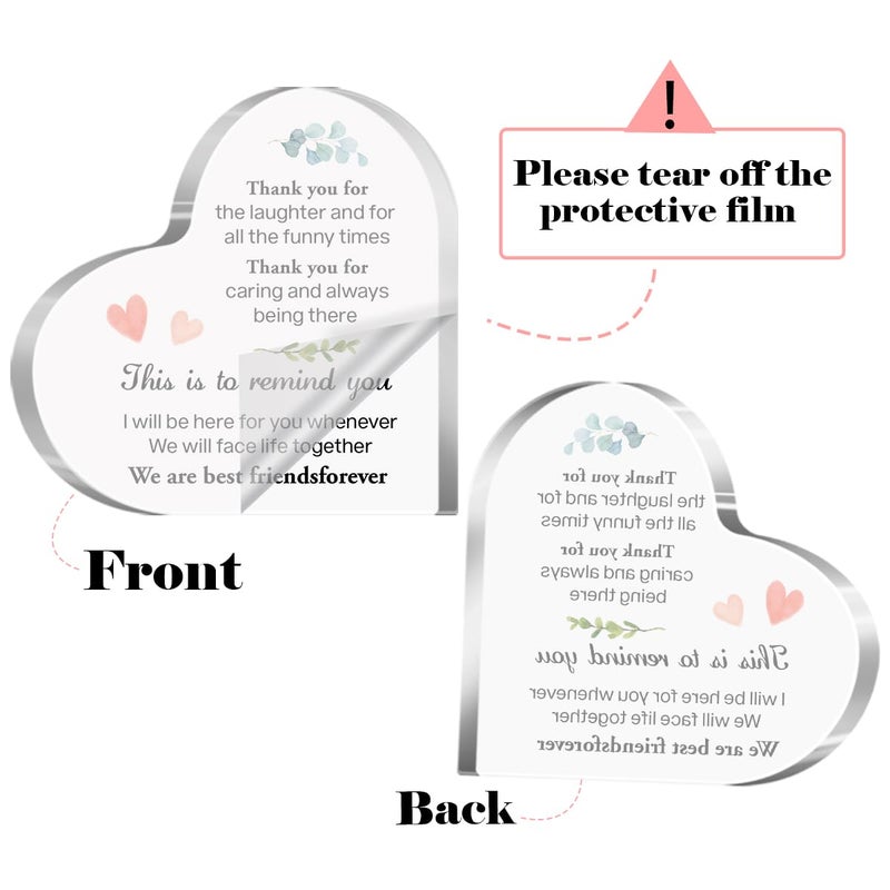 aPamr Friendship Gift for Friends Thank You Gift for Friends Friend Gifts for Girls Women Christmas Birthday We Are Best Friend Forever Quote Acrylic Heart Plaque for Bestie female Friend A550 - Image 2