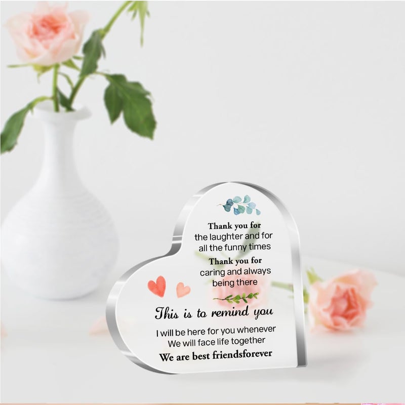aPamr Friendship Gift for Friends Thank You Gift for Friends Friend Gifts for Girls Women Christmas Birthday We Are Best Friend Forever Quote Acrylic Heart Plaque for Bestie female Friend A550 - Image 5