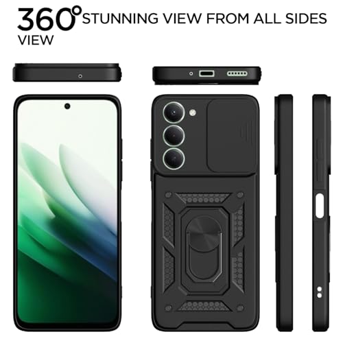 Pikkme غطاء خلفي Pikkme لهاتف Redmi 15 5G | غطاء حماية 360 | غطاء درع كاميرا منزلق وحامل حلقة D10 قوي (أسود) - Image 5