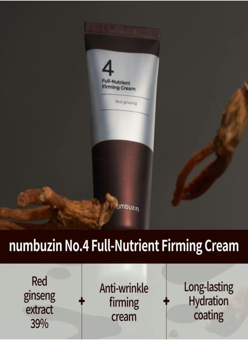 Numbuzin No.4 Full-Nutrient Firming Cream - Deeply Nourishing Anti-Wrinkle and Anti-Aging Cream with Red Ginseng for Enhanced Elasticity and Youthful Skin, 60ml