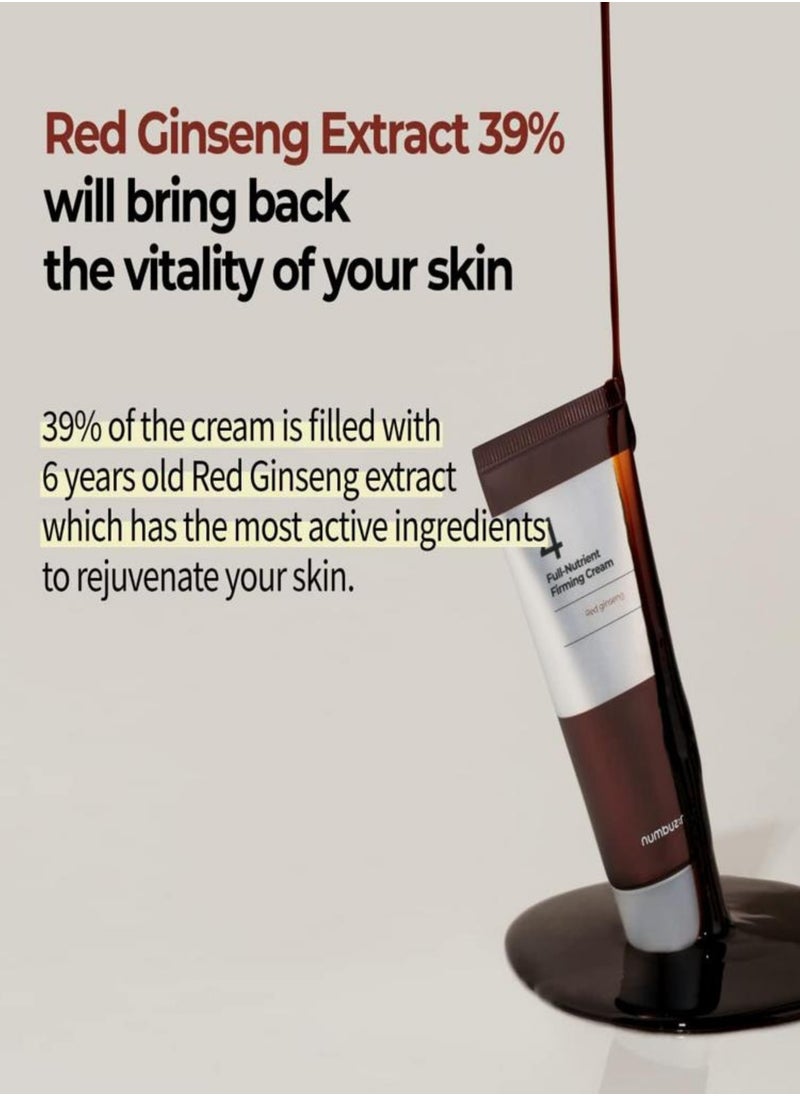 Numbuzin No.4 Full-Nutrient Firming Cream - Deeply Nourishing Anti-Wrinkle and Anti-Aging Cream with Red Ginseng for Enhanced Elasticity and Youthful Skin, 60ml