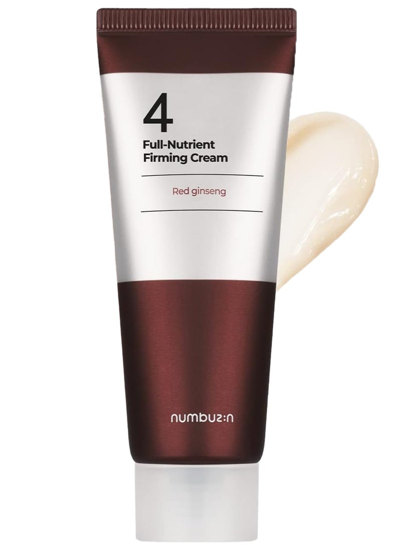 Numbuzin No.4 Full-Nutrient Firming Cream - Deeply Nourishing Anti-Wrinkle and Anti-Aging Cream with Red Ginseng for Enhanced Elasticity and Youthful Skin, 60ml
