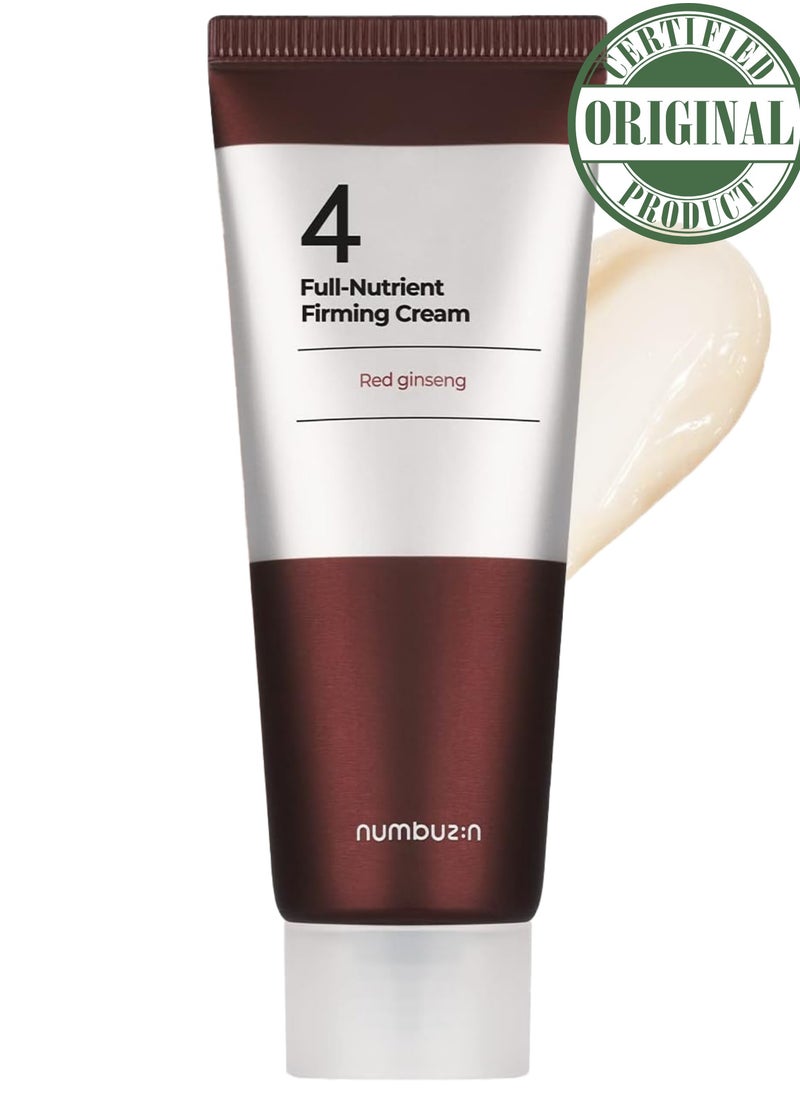 Numbuzin No.4 Full-Nutrient Firming Cream - Deeply Nourishing Anti-Wrinkle and Anti-Aging Cream with Red Ginseng for Enhanced Elasticity and Youthful Skin, 60ml