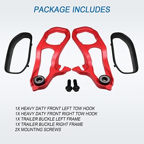JDMSPEED New Heavy Daty Front Car Tow Hooks Left & Right with Hardware Red Replacement for Dodge Ram 1500 DT with 3.6L 5.7L Engine 2019 2020 2021 2022 Replaces 82215268AB 82215268AB 68272945AB - Image 2
