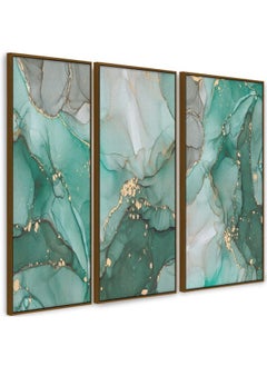 Home Gallery Set Of 3 Of Abstract Green And Gold Marble Texture Framed Wall Art  - Image 5