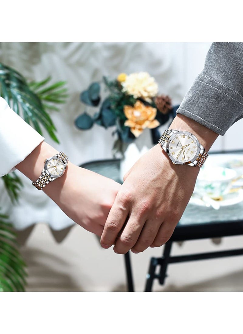 OLEVS - OLEVS His and Her Couple Watches Business Men Women Couple Set Pair Watch Matching Romantic Quartz Watch Stainless Steel Waterproof Date Men's Watches Women Watches Wrist Watch - Image 1