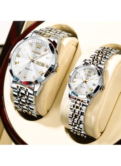 OLEVS OLEVS His and Her Couple Watches Business Men Women Couple Set Pair Watch Matching Romantic Quartz Watch Stainless Steel Waterproof Date Men's Watches Women Watches Wrist Watch  - Image 4