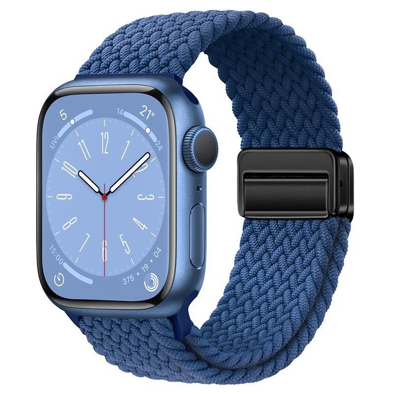 erorex For Apple Watch 46Mm / 49Mm / 45Mm / 44Mm Magnetic Buckle Loop Woven Watch Band(Navy Blue) - Image 1