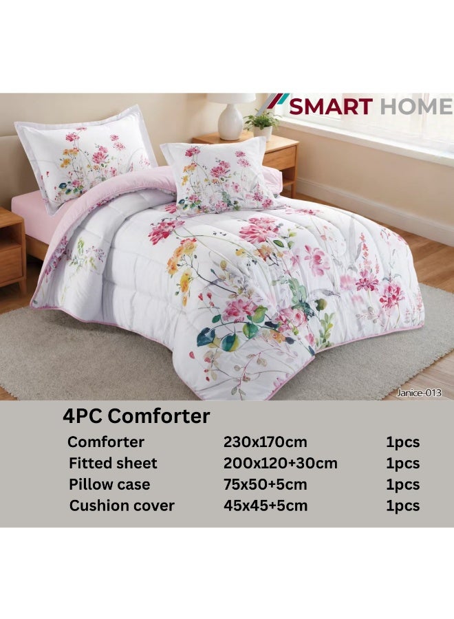 SMART HOME Luxurious 4-Piece Bedding Set with Comfortable Filling – Soft Quilted Duvet Set with Fitted Sheet, Pillowcase, and Cushion Cover – Elegant Modern Bedding Set for Bedrooms and Complete Bed – Duvet Size: 230x170 cm, Fitted Sheet Size: 200x120+30 cm (Color as pictured) - Image 2