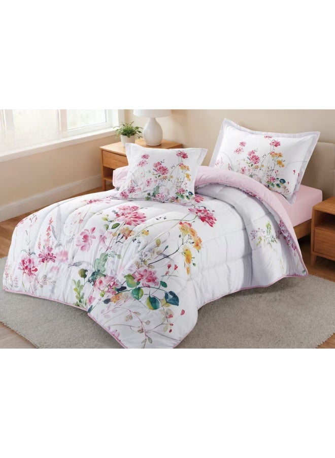 SMART HOME Luxurious 4-Piece Bedding Set with Comfortable Filling – Soft Quilted Duvet Set with Fitted Sheet, Pillowcase, and Cushion Cover – Elegant Modern Bedding Set for Bedrooms and Complete Bed – Duvet Size: 230x170 cm, Fitted Sheet Size: 200x120+30 cm (Color as pictured) - Image 4