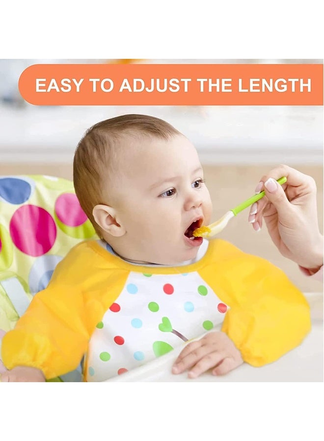 ECVV 4-Pack Waterproof Long Sleeve Baby Bibs - Full Coverage Smock for Eating and Painting, Adjustable for 6-36 Months, BPA Free - Image 2