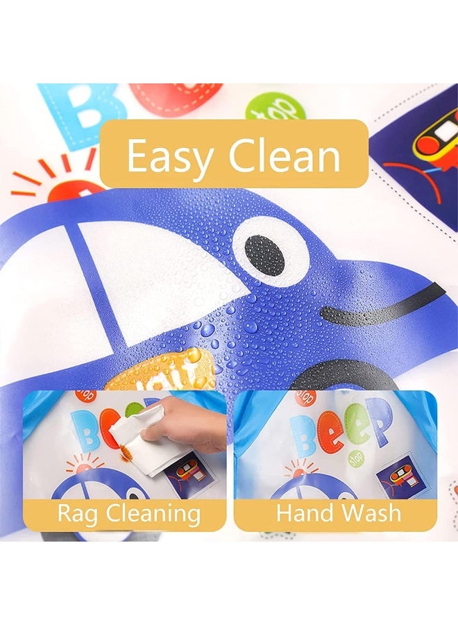 ECVV 4-Pack Waterproof Long Sleeve Baby Bibs - Full Coverage Smock for Eating and Painting, Adjustable for 6-36 Months, BPA Free - Image 3