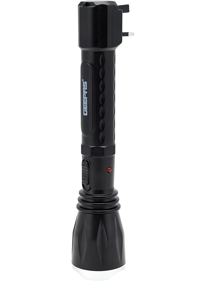 GEEPAS Rechargeable LED Flashlight Hyper Bright 1W Hi Power LED Torch Light Built in 400mAh Lead Acid Battery Powerful Torch for Outdoor Activities GFL5578 Black - Image 2