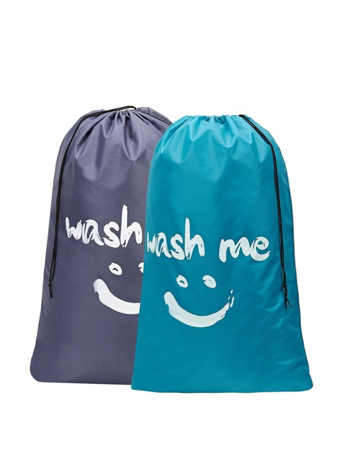 BELLSBERRY 2 Pack Wash Me Laundry Bags, Extra Large Travel Laundry Bag for Dirty Clothes, Machine Washable Drawstring Storage Hamper (100x70cm) - Image 1