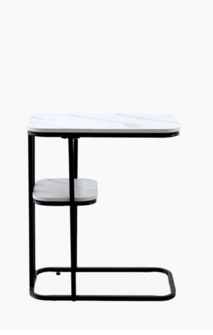 BLURISM WCH Nightstand 2Tier Side Table C Shaped End Table with Metal Frame for Living Room Bedroom Narrow Sofa Snack - Image 5