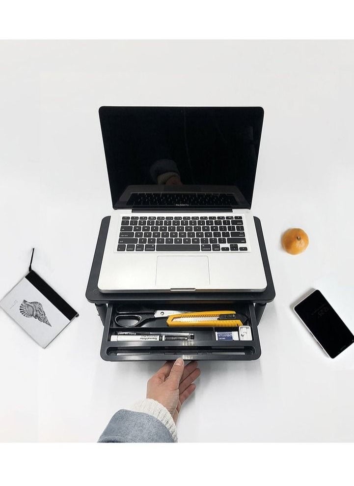 Sharpdo - Metal Monitor Stand with Storage Drawer for Computer/Laptop/Printer/Notebook for Home and Office Black - Image 1