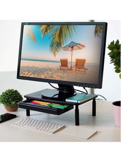Metal Monitor Stand with Storage Drawer for Computer/Laptop/Printer/Notebook for Home and Office Black