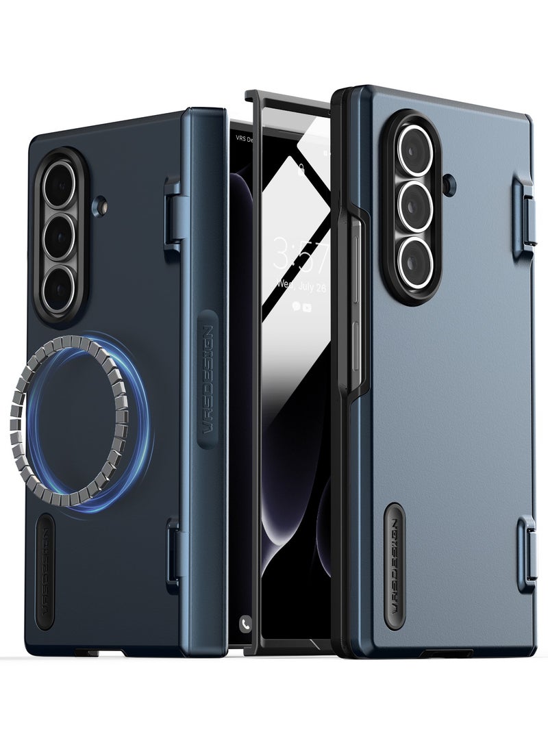 VRS Design Terra Guard Modern Halo 360 Samsung Galaxy Z Fold 7 Case [MagSafe] Cover (2025) with [Built-in Screen Protector] and Hinge Protection - Ice Blue 