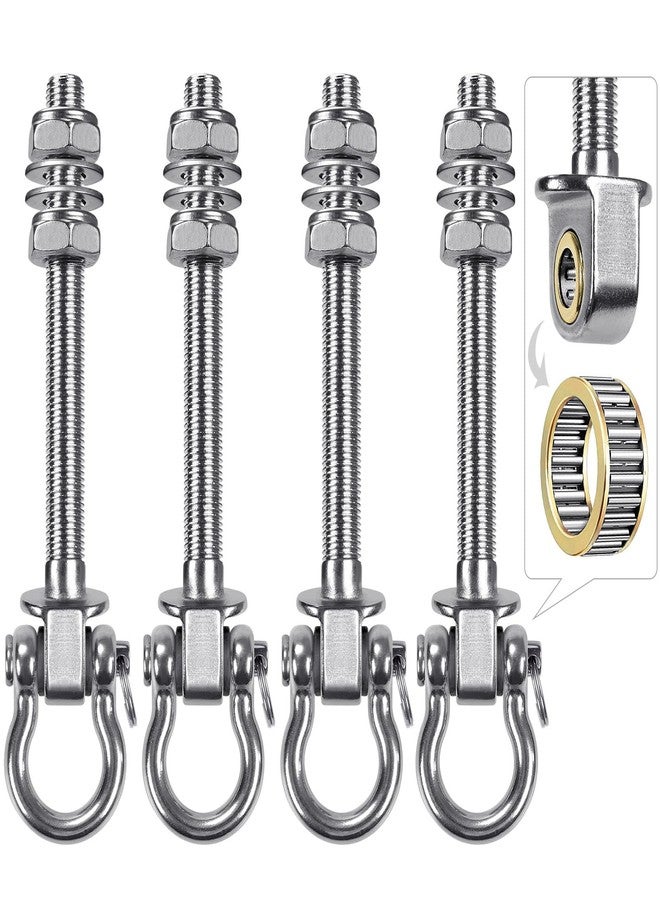 Dolibest Swing Hangers with Bearing - 4 Pack Stainless Steel 304 Hardware Hooks for Wood & Metal Beams, Ideal for Hanging Hammocks, Yoga Swings, Porch Swing, Boxing Bag 1500 LB Capacity - 5'' x M2/5'' - Image 1