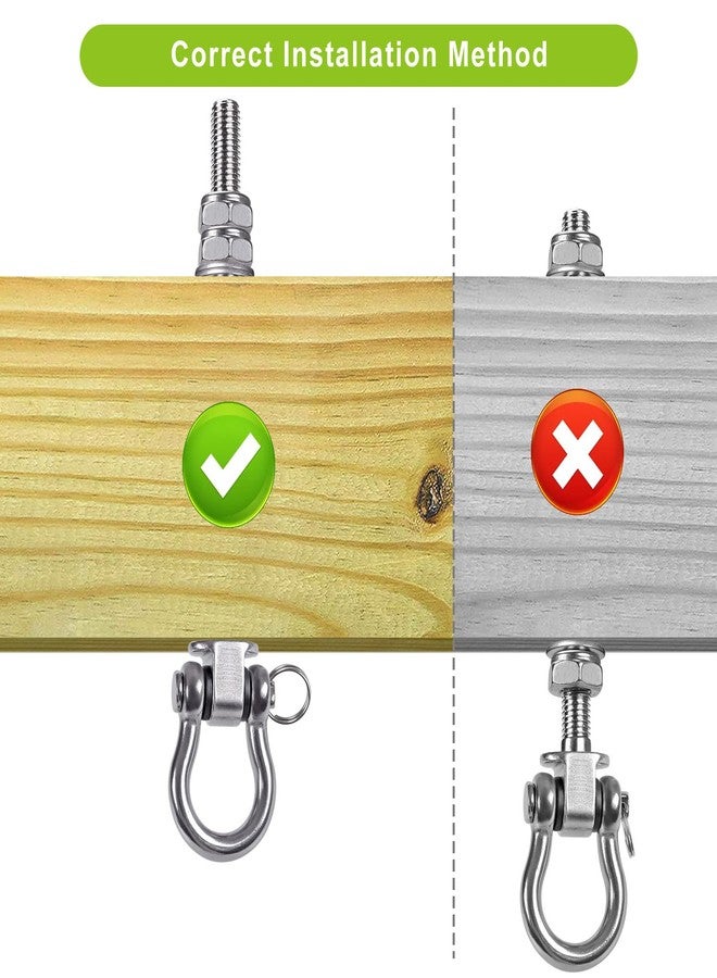 Dolibest Swing Hangers with Bearing - 4 Pack Stainless Steel 304 Hardware Hooks for Wood & Metal Beams, Ideal for Hanging Hammocks, Yoga Swings, Porch Swing, Boxing Bag 1500 LB Capacity - 5'' x M2/5'' - Image 3