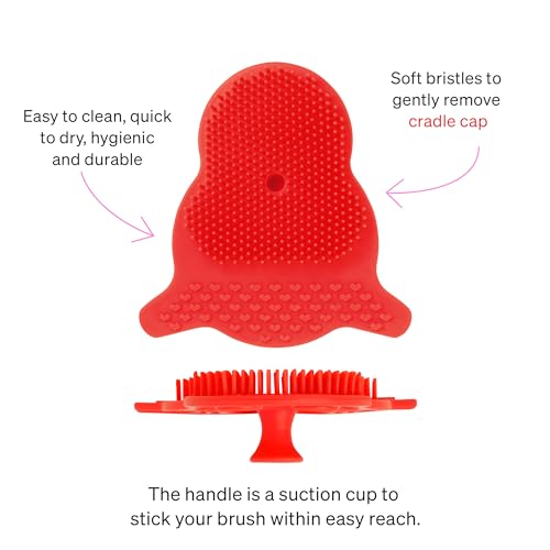 Love Noobs Cradle Cap Brush for Babies by Love Noobs, Baby Cradle Cap Treatment, Pack of 2, Non-Toxic Toddler Cradle Cap Comb, with Suction Cup to Easily Hang to Bathroom Wall, Infant Eczema Treatment - Image 4