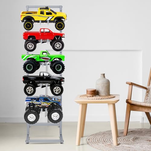 AceOrbit RC Car Stand Display Rack 15 x 13 x 60 Storage System for 110 112 118 124 132 Multiple Scale CarsTrucks Stand Shelf MultiLayer Workstation RackSilver - Image 5