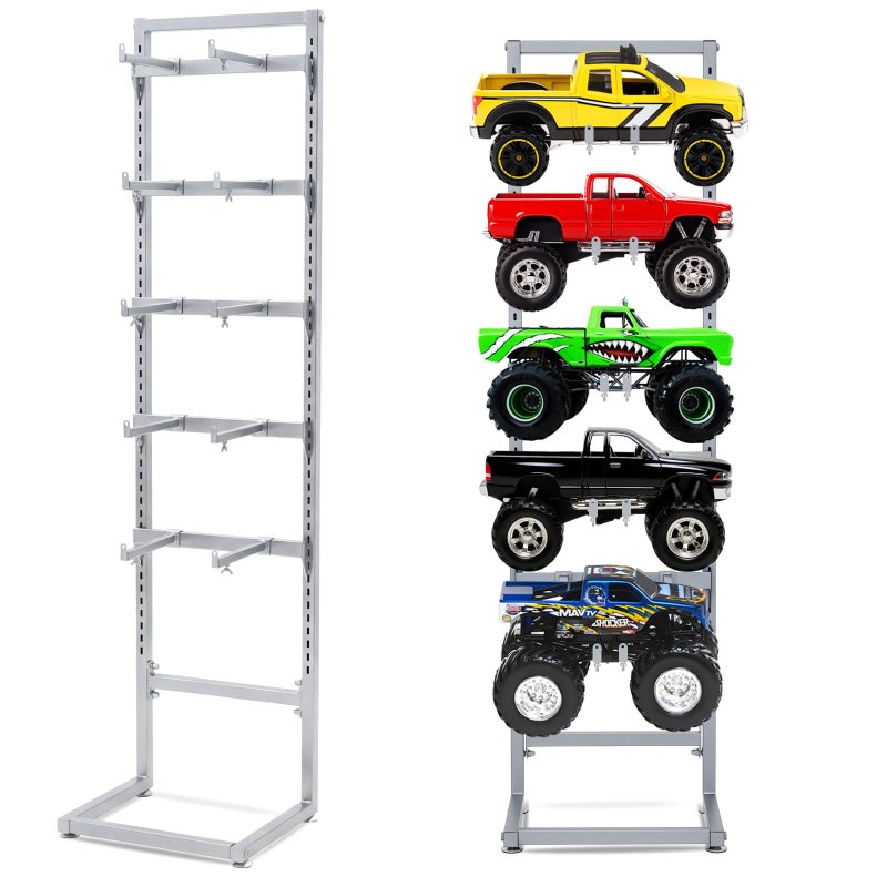 AceOrbit RC Car Stand Display Rack 15 x 13 x 60 Storage System for 110 112 118 124 132 Multiple Scale CarsTrucks Stand Shelf MultiLayer Workstation RackSilver - Image 3