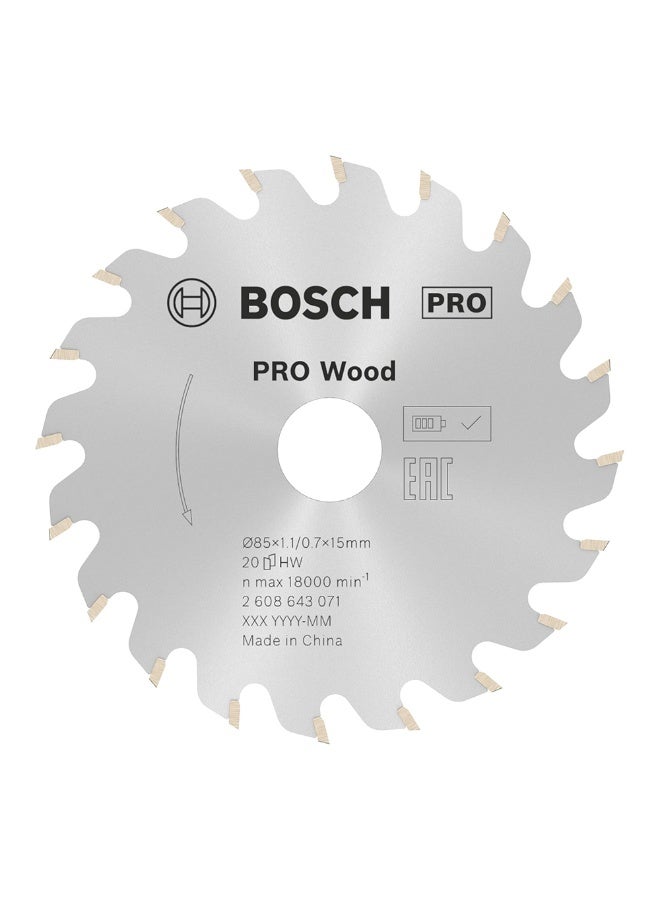 BOSCH 2608643071 20 Teeth 85 x 15 x 1.1mm 1 x Wood Circular Saw Blade - Image 1