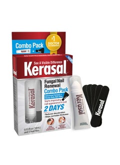 Kerasal Nail Renewal And Nail File Combo Pack, Restores Appearance Of Discolored Or Damaged Nails, 5 Heavy Duty Nail Files, 0.33 Fl Oz, Clear  - Image 1