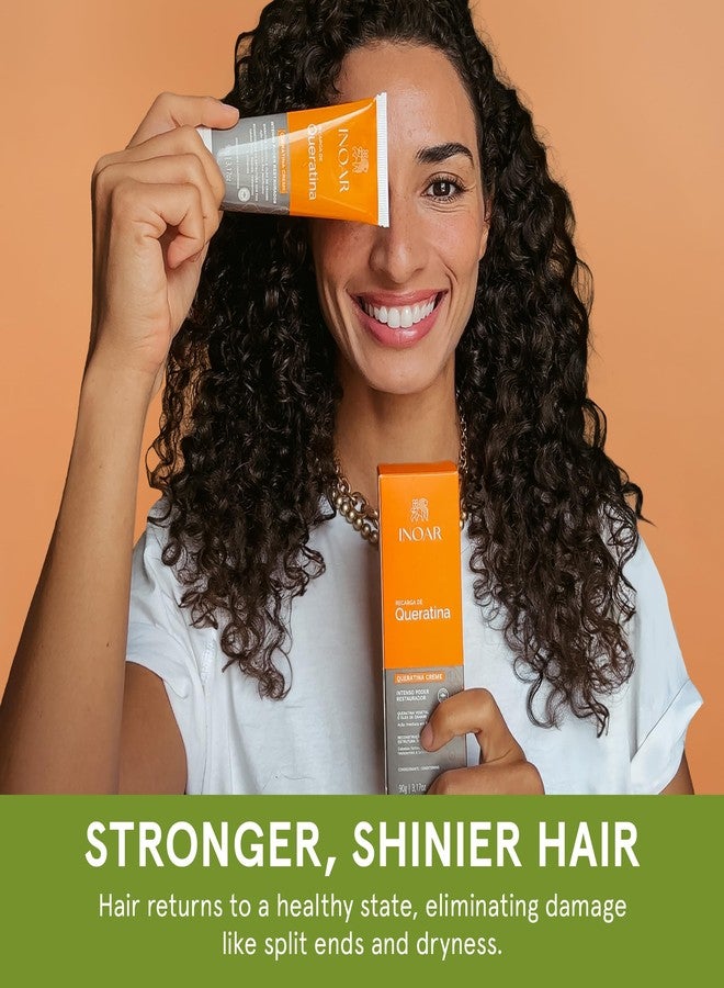 Inoar Keratin Recharge Cream with Hydrolyzed Keratin & Wheat Protein for Hair Strengthening & Elasticity, 3.17 oz - Image 4
