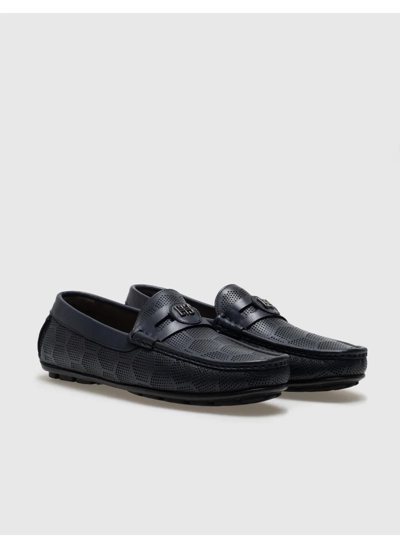 كاباني Genuine Leather Navy Blue Buckle Men's Loafer