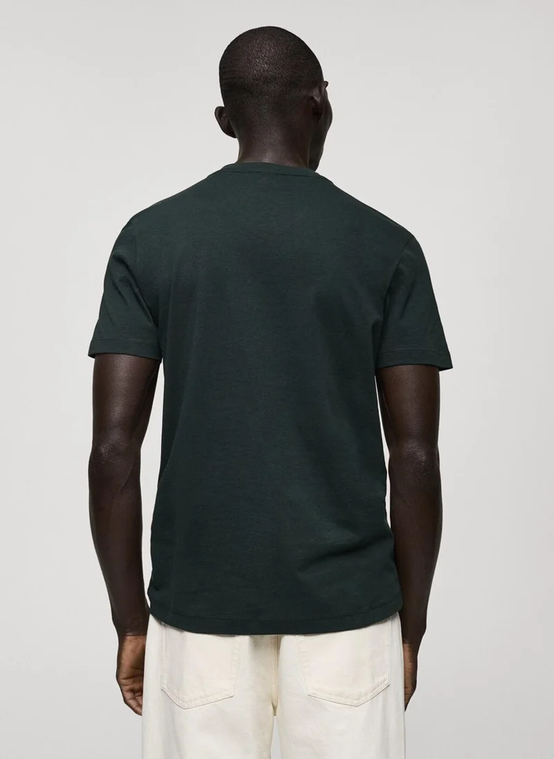 Mango Man 100% cotton slim-fit V-neck t-shirt