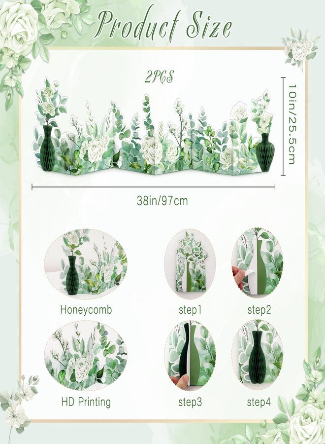UNIIDECO 2PCS Sage Green Party Decorations, Flower Centerpieces for Tables Sage Green Table Decorations Honeycomb Table Centerpieces for Wedding Bridal Shower Woodland Baby Shower Spring Garden Party Birthday - Image 2