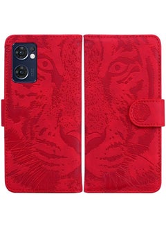 Case Cover For OPPO Reno7 5G Taiwan Version/Find X5 Lite Tiger Embossing Pattern Horizontal Flip Leather Phone Case Red