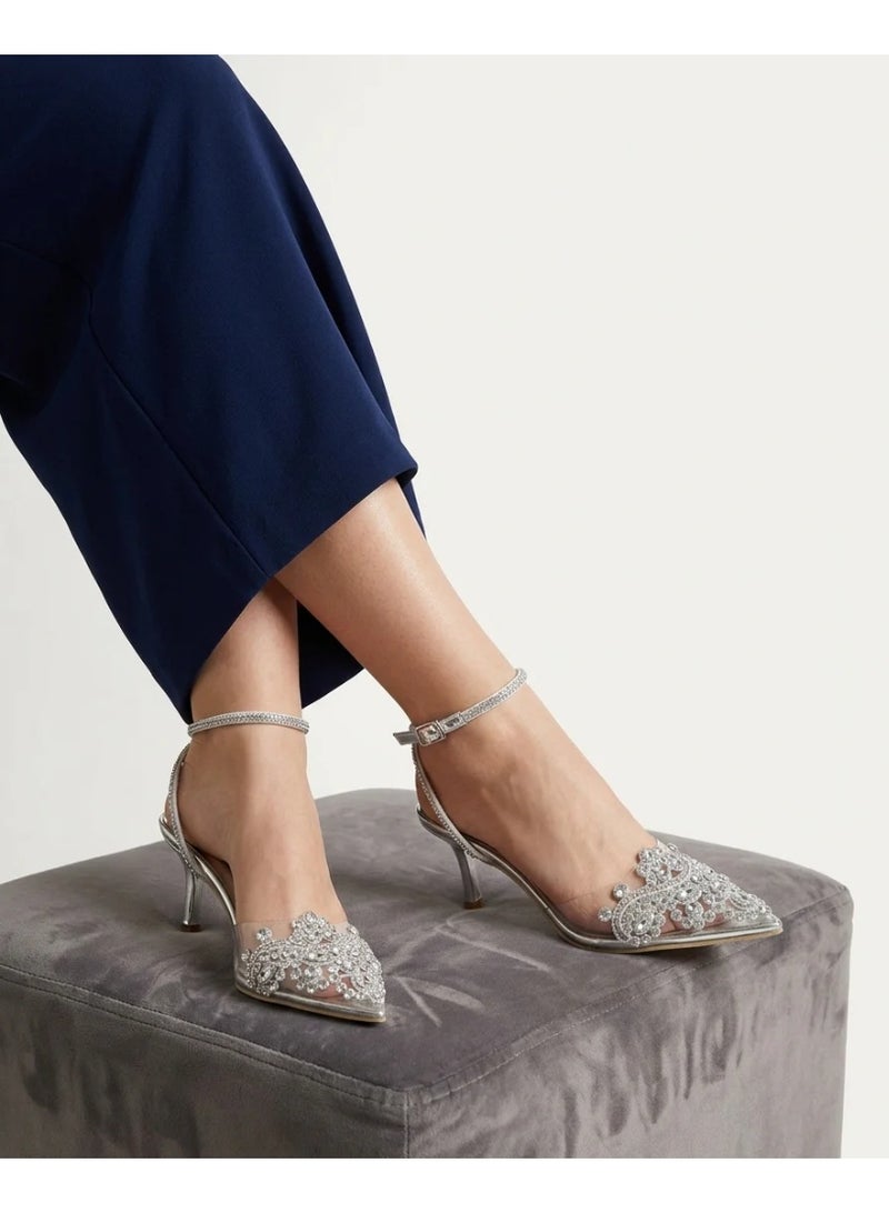 فيبراندا صندل هيلز أنيق بتصميم مدبب شفاف من الأمام C-105 - Image 2