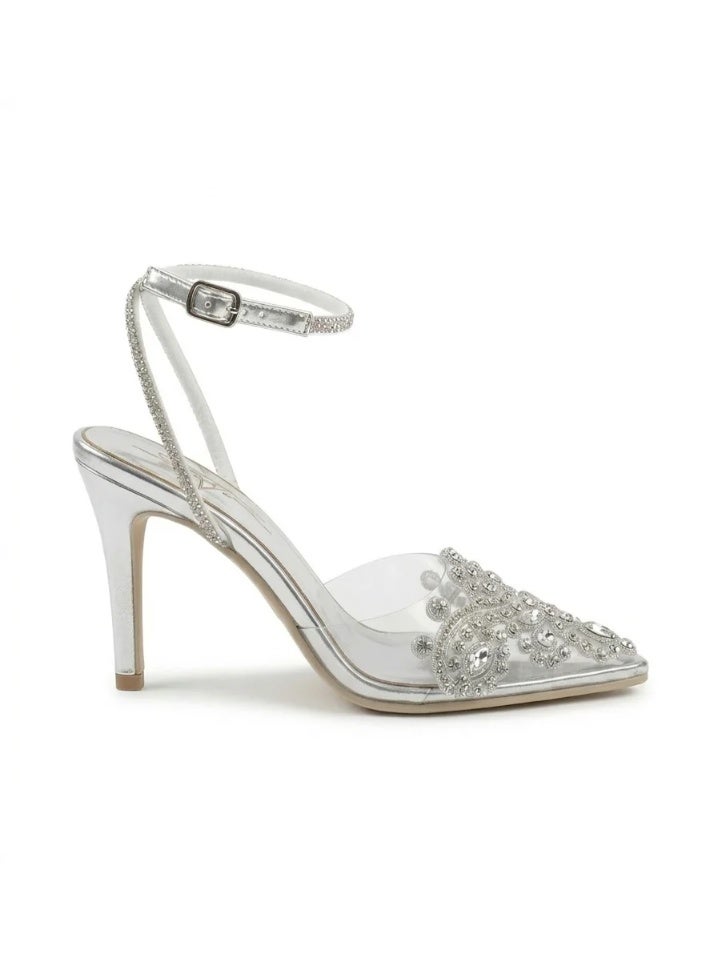 فيبراندا صندل هيلز أنيق بتصميم مدبب شفاف من الأمام C-105 - Image 3